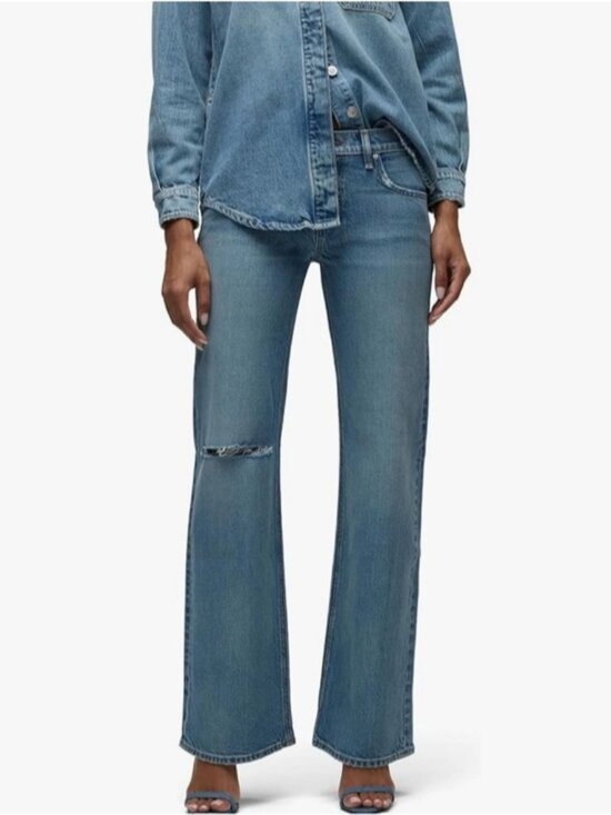 Hudson Jeans Denim - HUDSON Womens Kelli Low Rise Loose Fit Straight Leg Jeans